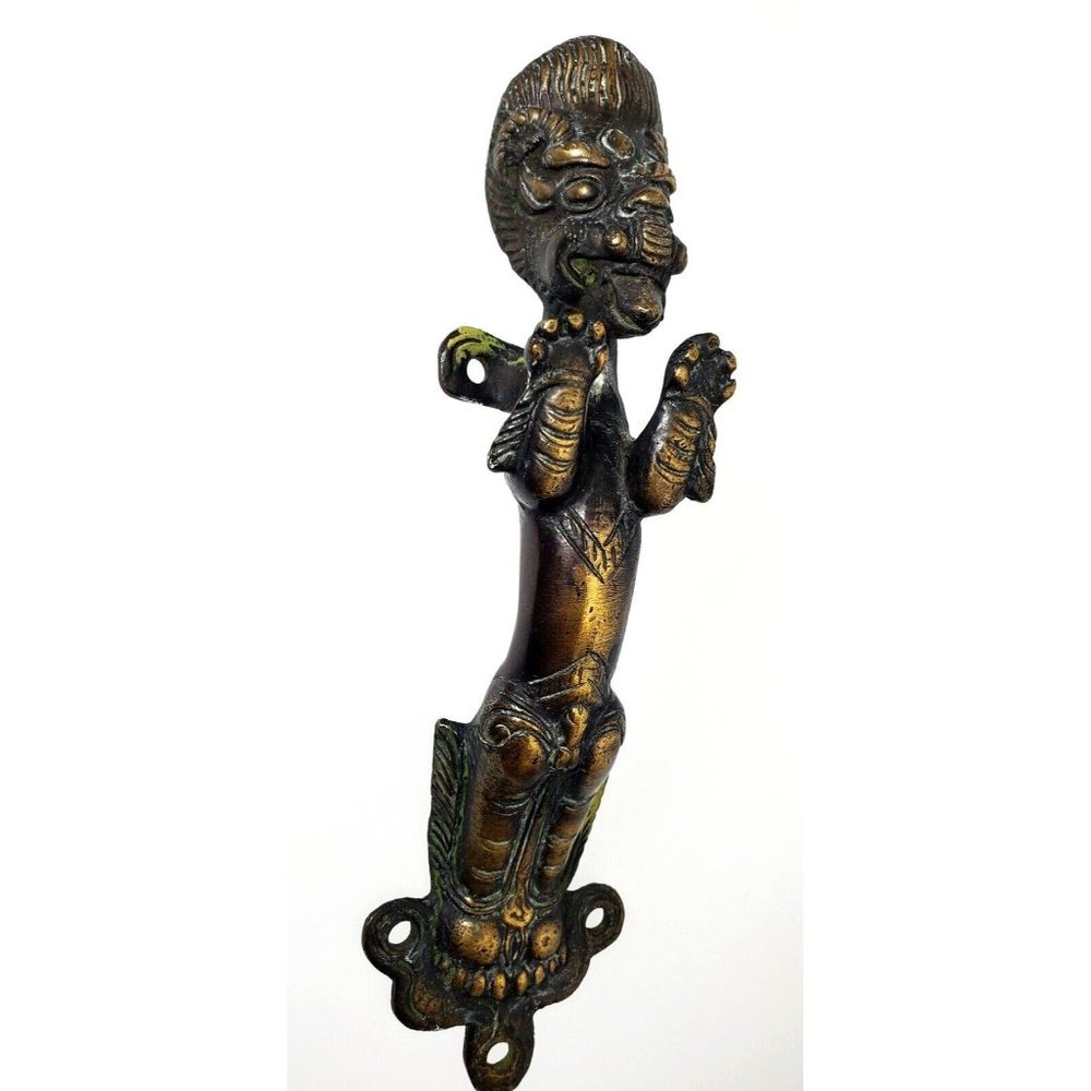 Brass Door Handle Fertility Symbol, Nepal 9"
